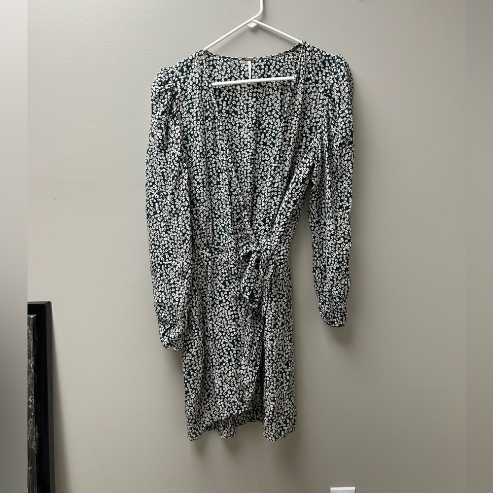 Free People Women’s Kinsley Wrap Dress in Pine Needle Green Floral